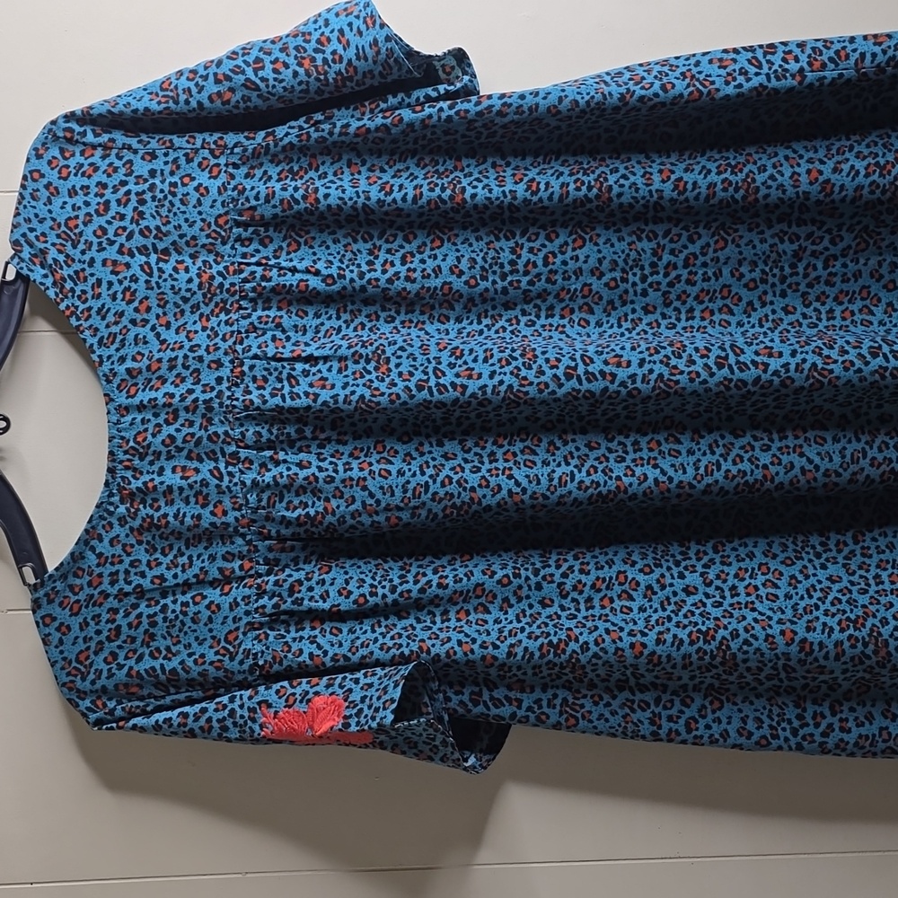 See And Be Seen Leopard Print Embroidered Short Sleeve Top or Tunic Medium - Picture 9 of 11